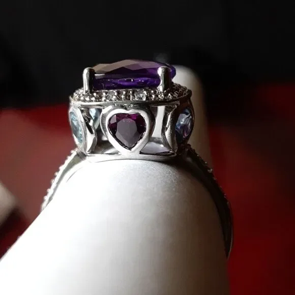 925 Genuine African Amethyst,  Rhodoilte Garnet & Blue Topaz. - Picture 3 of 16